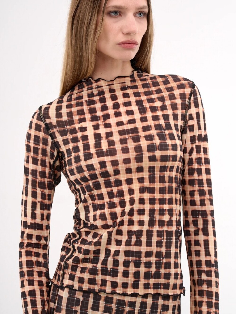 KNWLS Halcyon Top Bleach Plaid Pink Size M